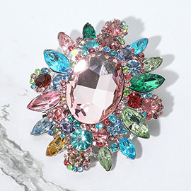 Oval Center Stone Pin Brooch 
