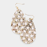 Bling Glitter Star Pattern Accented Teardrop Earrings