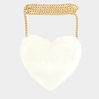 Faux Fur Heart Crossbody Bag