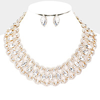 Marquise Stone Accented Collar Evening Necklace