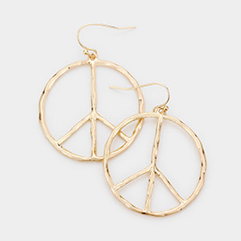 Metal Peace Mark Dangle Earrings