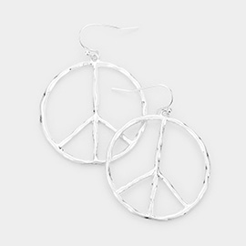 Metal Peace Mark Dangle Earrings