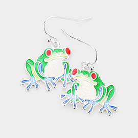 Enamel Frog Dangle Earrings