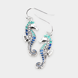 Enamel Metal Seahorse Dangle Earrings