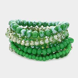 9PCS - Faceted Bead Stretch Bracelets