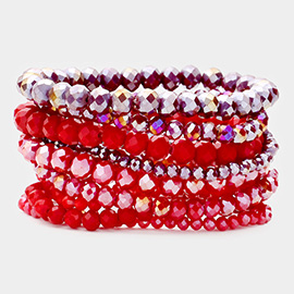 9PCS - Faceted Bead Stretch Bracelets