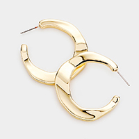 Abstract Metal Half Hoop Earrings