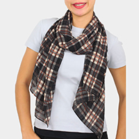 Geometric Plaid Print Scarf