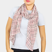 Geometric Plaid Print Scarf