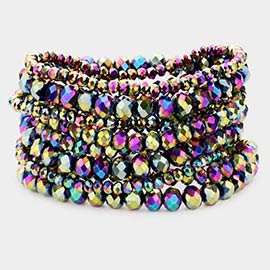 9PCS - Faceted Bead Stretch Bracelets