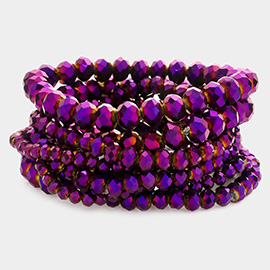 9PCS - Faceted Bead Stretch Bracelets