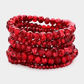 9PCS - Faceted Bead Stretch Bracelets