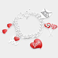 I Love You Heart Charm Toggle Bracelet