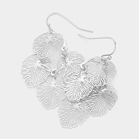 Cut Out Metal Leaf Link Dangle Earrings