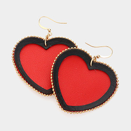 Faux Leather Heart Dangle Earrings