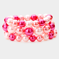 3PCS - Stackable Pearl Stretch Bracelets