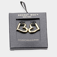 Secret Box _ 14K Gold Dipped Metal Open Heart Huggie Earrings