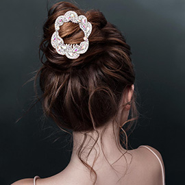 2PCS - Teardrop Stone Accented Leaf Magnetic Hair Combs