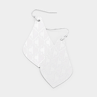 Abstract Pattern Metal Petal Dangle Earrings