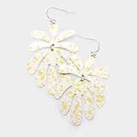 Splash Metal Leaf Link Dangle Earrings