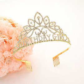 Rhinestone Paved BIRTHDAY GIRL Message Princess Party Tiara