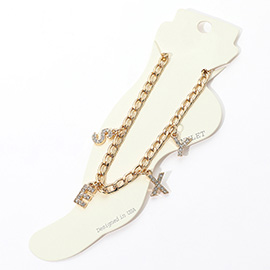 SEXY Rhinestone Embellished Charm Message Anklet