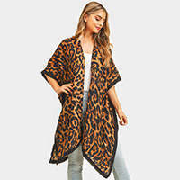 Leopard Pattern Print Kimono Poncho