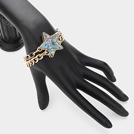 Abalone Star Accented Magnetic Bracelet