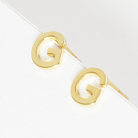 -G- Gold Dipped Metal Monogram Stud Earrings