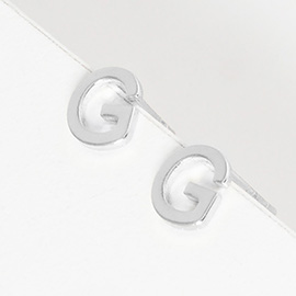 -G- White Gold Dipped Metal Monogram Stud Earrings