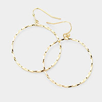 Brass Metal Open Circle Dangle Earrings