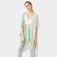 Gingham Check Cover Up Kimono Poncho