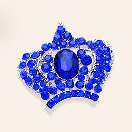 Stone Paved Crown Pin Brooch