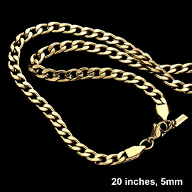 20 INCH, 5mm Stainless Steel Cuban Chain Necklace