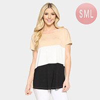 Short Sleeve Color Block Top