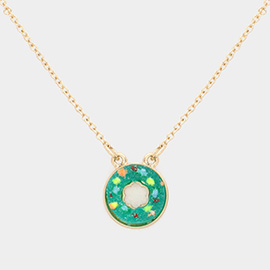 Druzy Donut Pendant Necklace