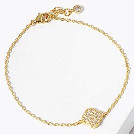 Gold Dipped CZ Quatrefoil Charm Bracelet