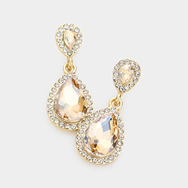 Double Teardrop Stone Evening Earrings