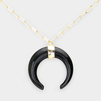 Double Horn Pendant Necklace