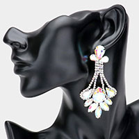 Teardrop Marquise Stone Cluster Detail Evening Earrings