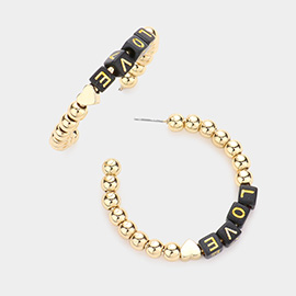 LOVE Metal Ball Half Hoop Message Earrings