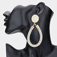 Rhinestone Pave Open Teardrop Dangle Earrings