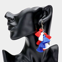 American USA Flag Tassel Cluster Dangle Drop Earrings