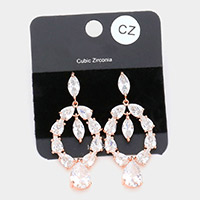 CZ Marquise Stone Centered Teardrop Dangle Evening Earrings