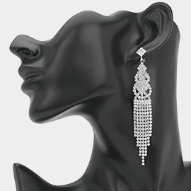 Rhinestone Fringe Evening Earrings