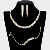 3PCS - Rhinestone Necklace Jewelry Set