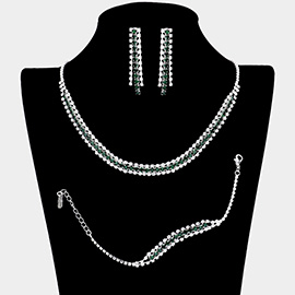 3PCS - Rhinestone Necklace Jewelry Set