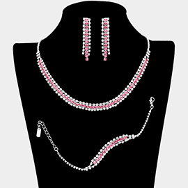 3PCS - Rhinestone Necklace Jewelry Set