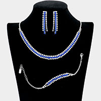 3PCS - Rhinestone Necklace Jewelry Set