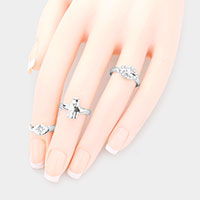 3PCS - Rhinestone Embellished Evil Eye Hamsa Hand Mixed Ring Set